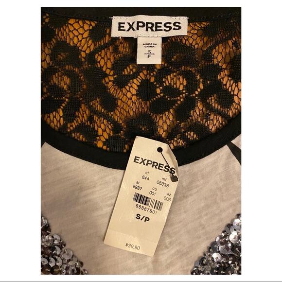 Express Lace Back Sequin Print Tank Size Small - Picture 5 of 5